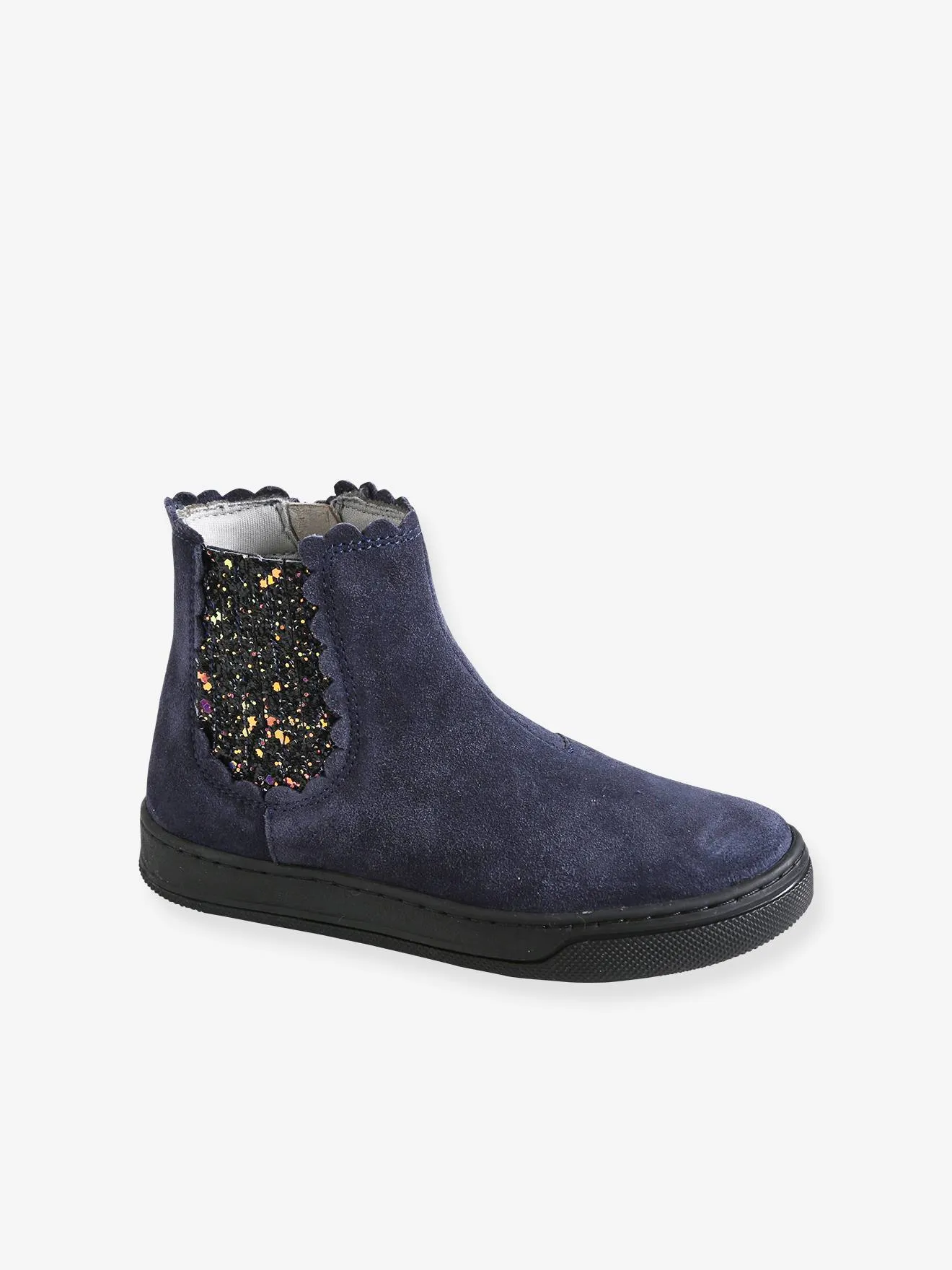 Boots élastiqués et zippés fille taupe - Vertbaudet