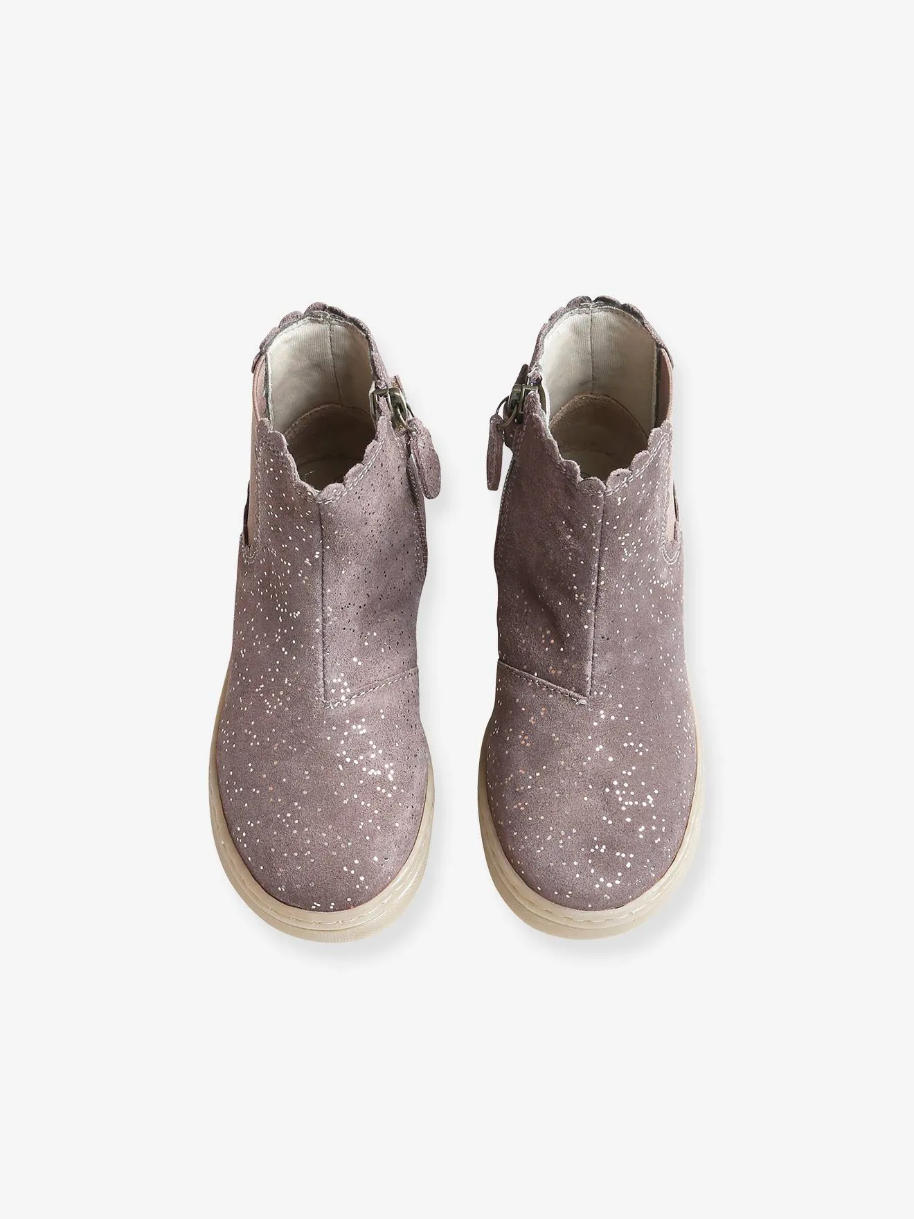 Boots élastiqués et zippés fille taupe - Vertbaudet
