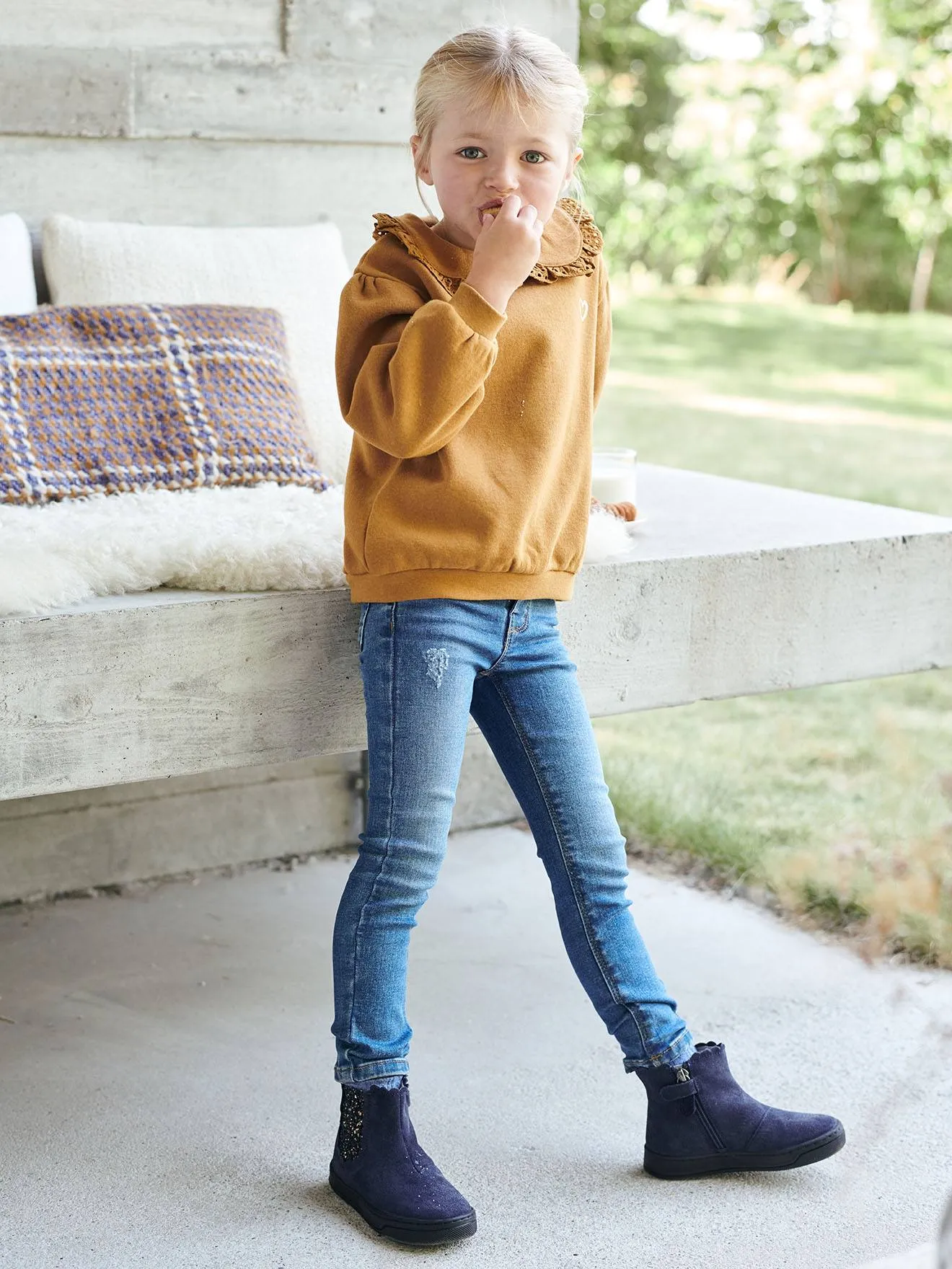Boots élastiqués et zippés fille taupe - Vertbaudet