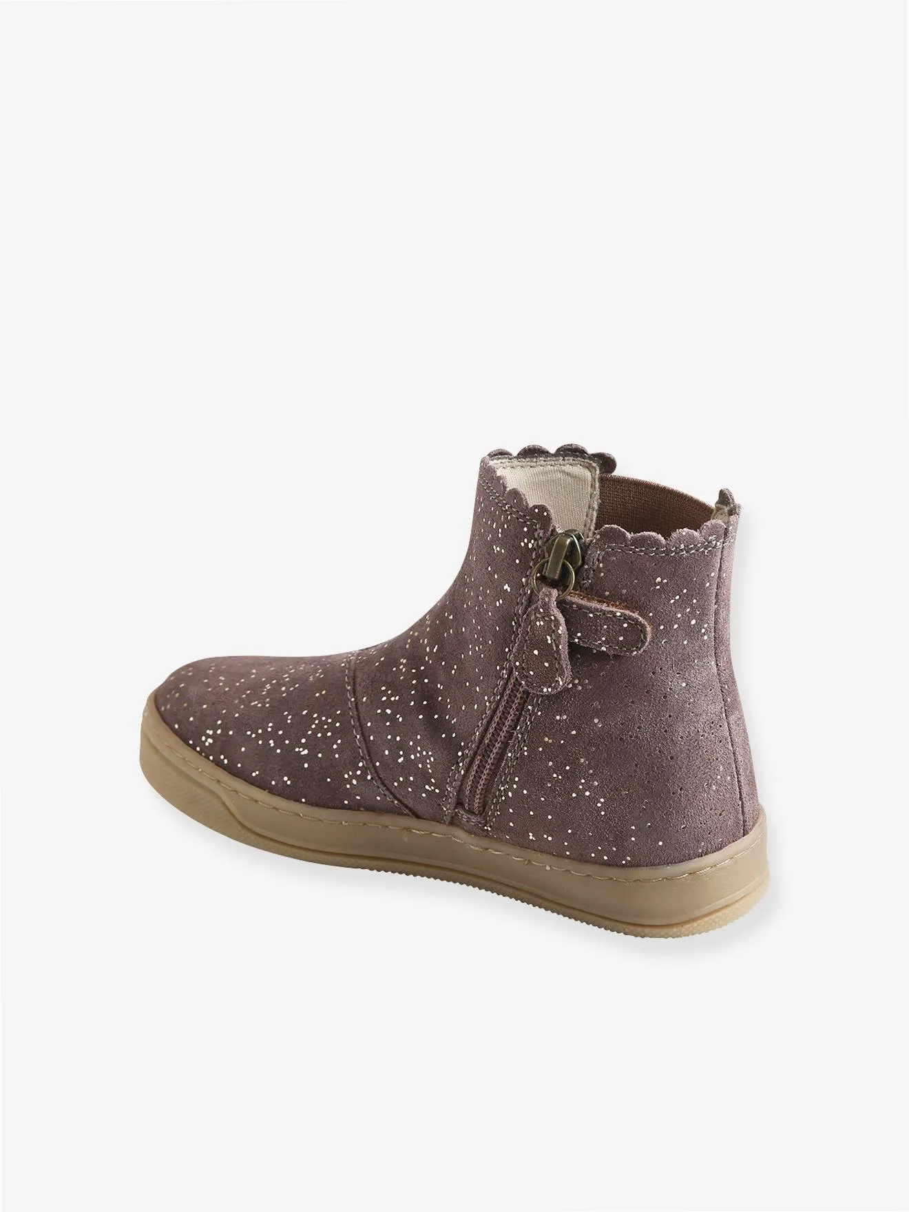 Boots élastiqués et zippés fille taupe - Vertbaudet