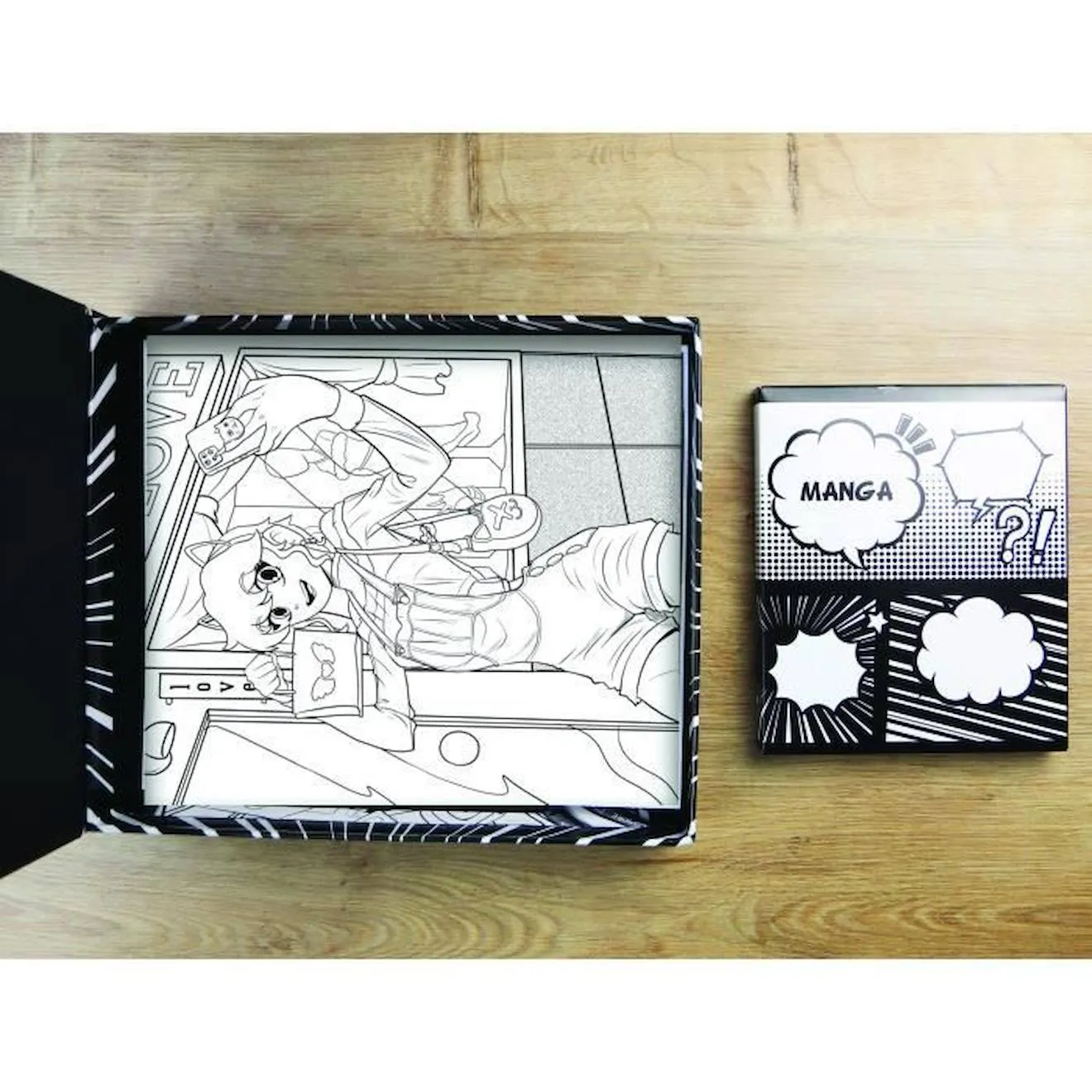 Coffret créatif manga fille - Sycomore - 10 papiers layout imprimés avec 8 marqueurs noir - Sycomore