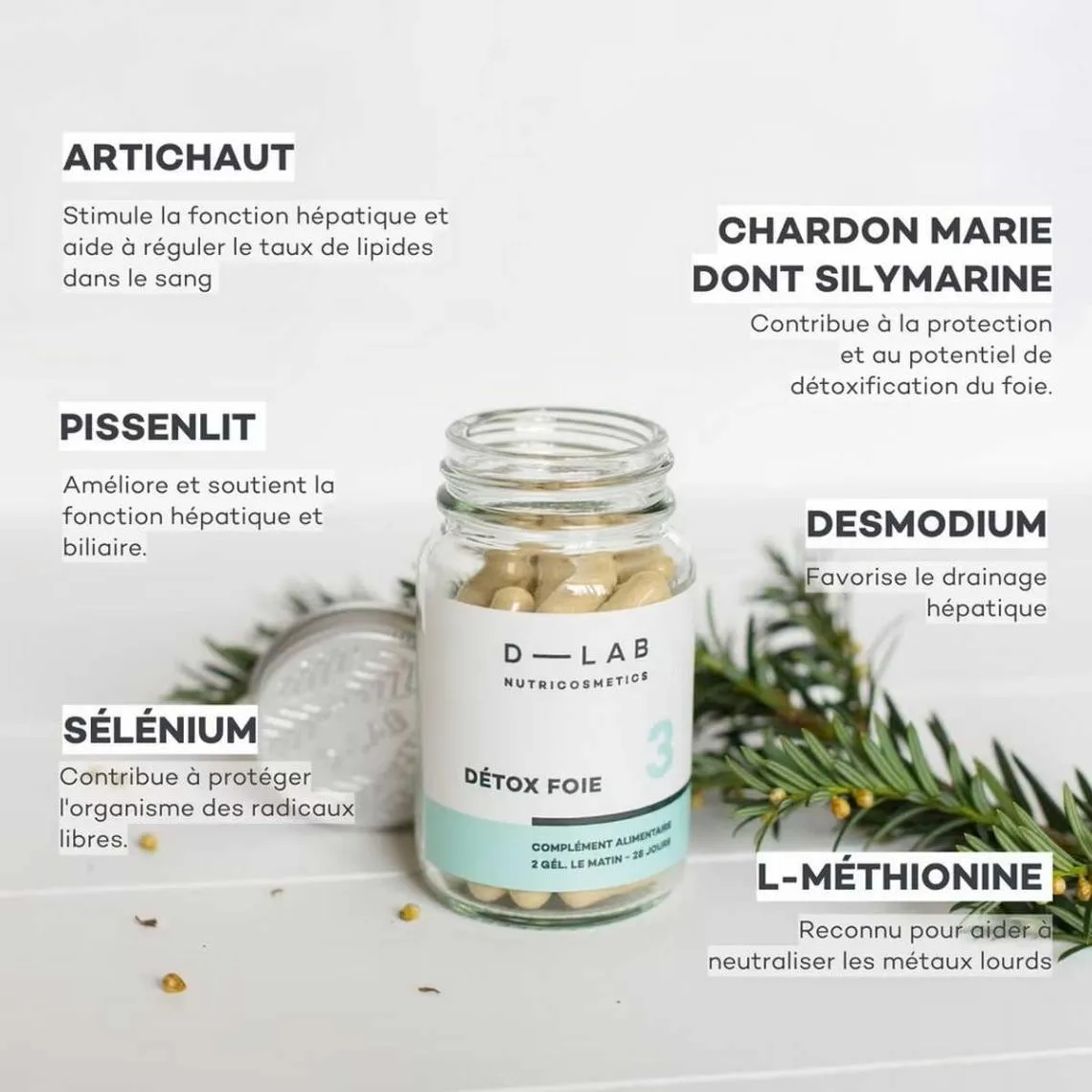Détox Foie - Purifie L'organisme D-LAB Nutricosmetics - Sommeil, vitalité, énergie Homme sur MenCorner