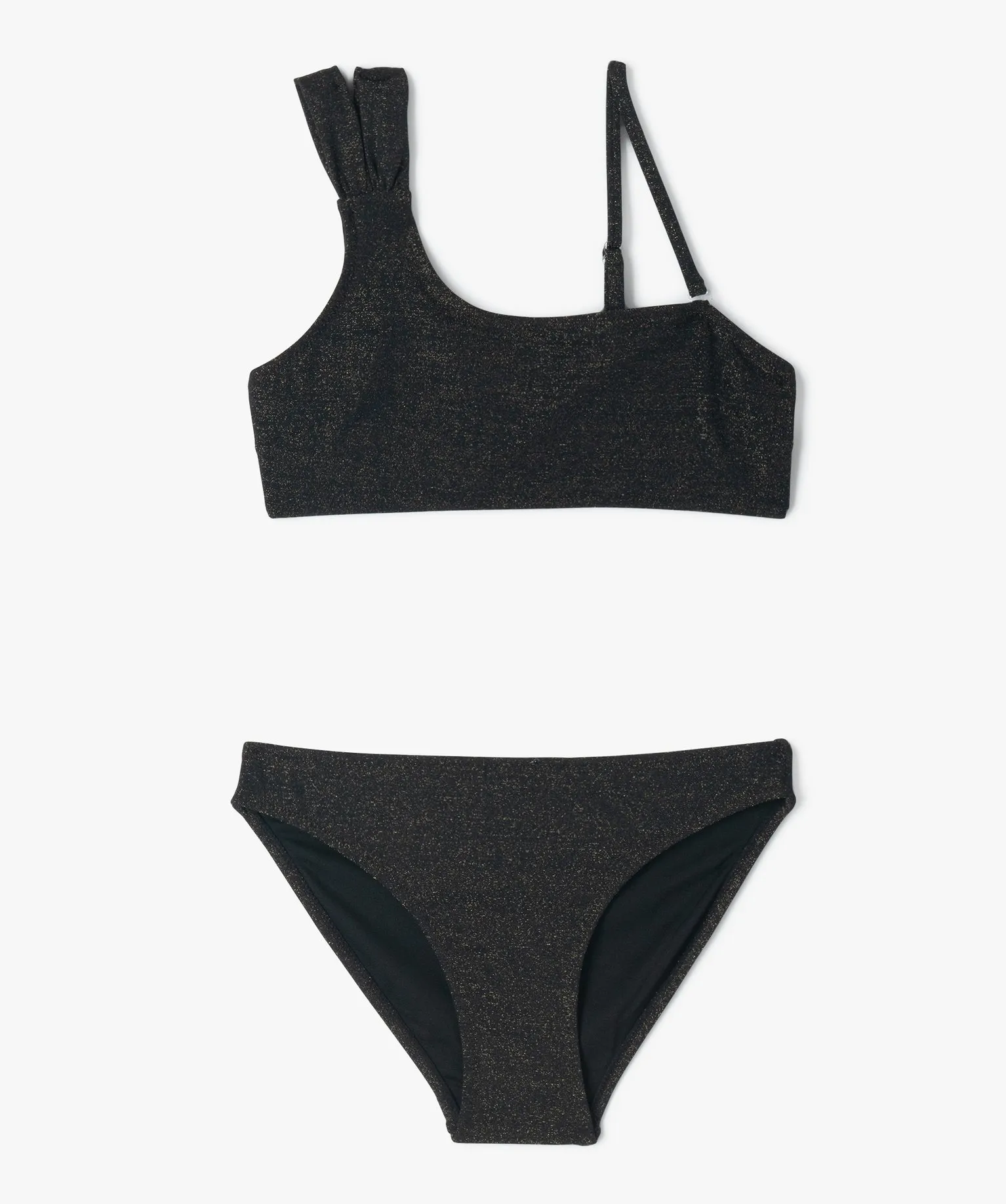 Maillot de bain 2 pièces en maille pailletée fille noir