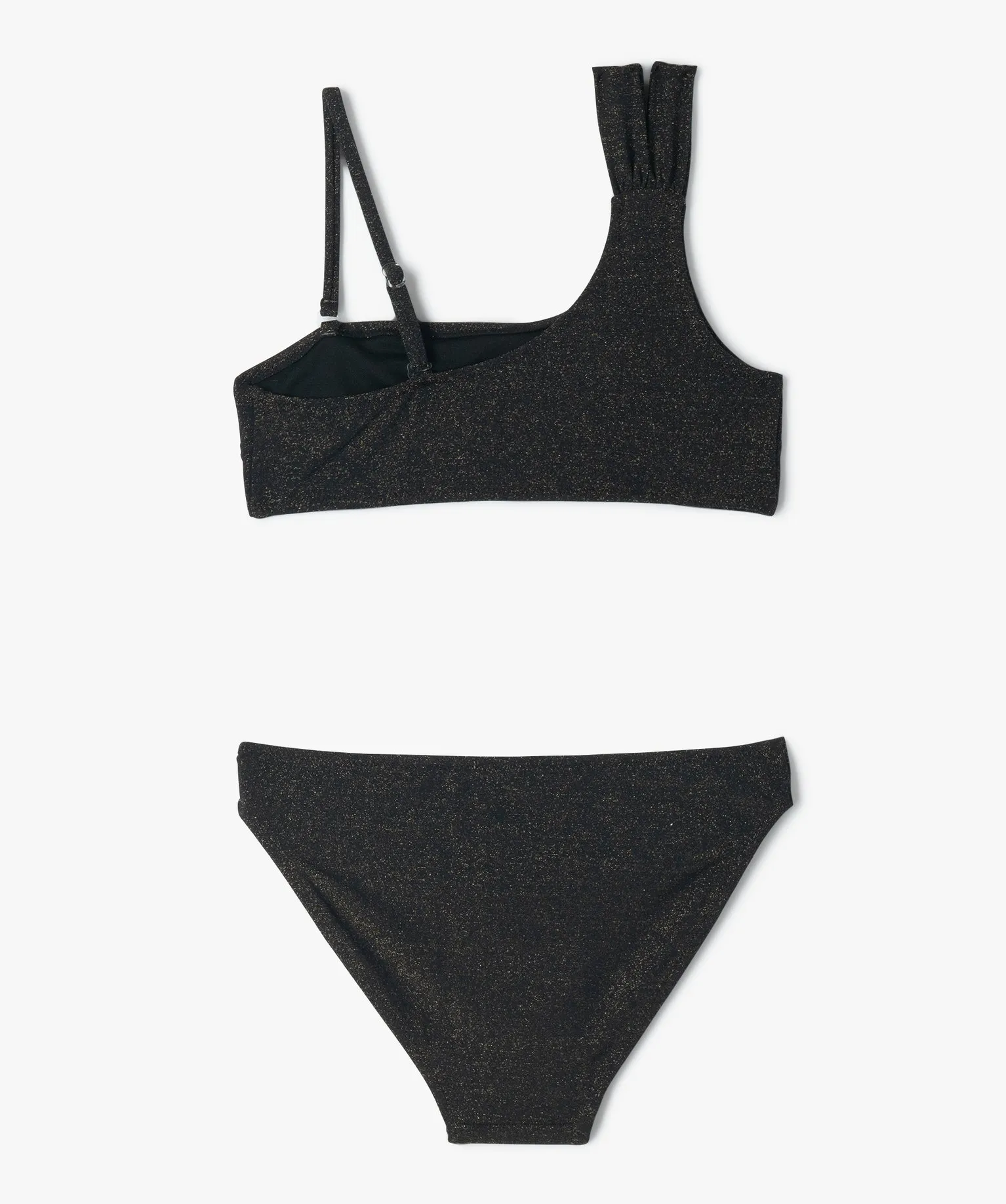 Maillot de bain 2 pièces en maille pailletée fille noir