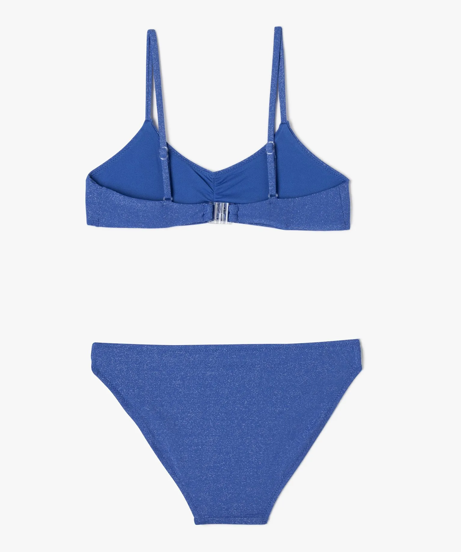 Maillot de bain deux pièces à paillettes fille bleu