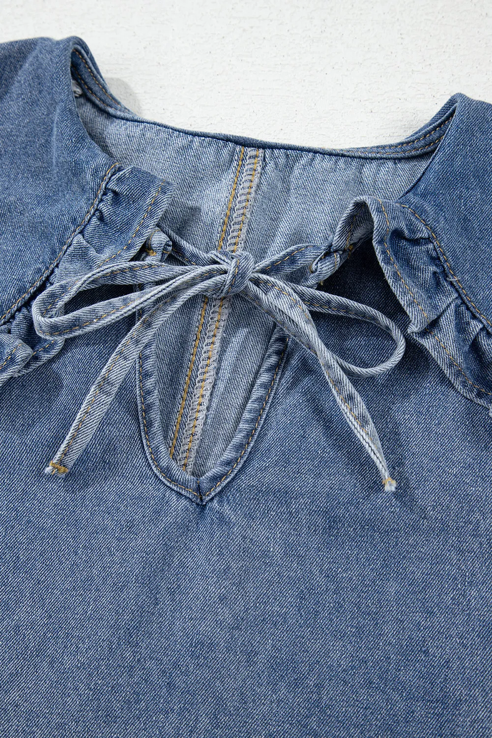 Mini-robe en jean bleu crépuscule avec poches latérales *