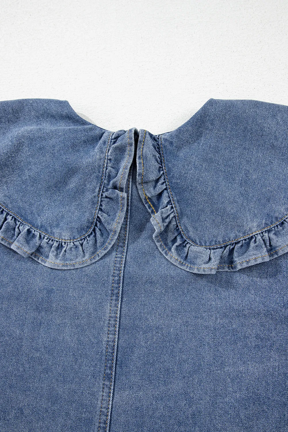Mini-robe en jean bleu crépuscule avec poches latérales *