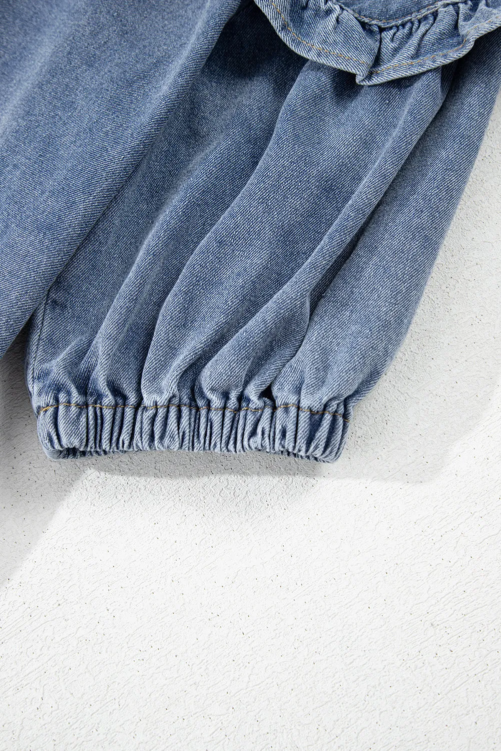 Mini-robe en jean bleu crépuscule avec poches latérales *