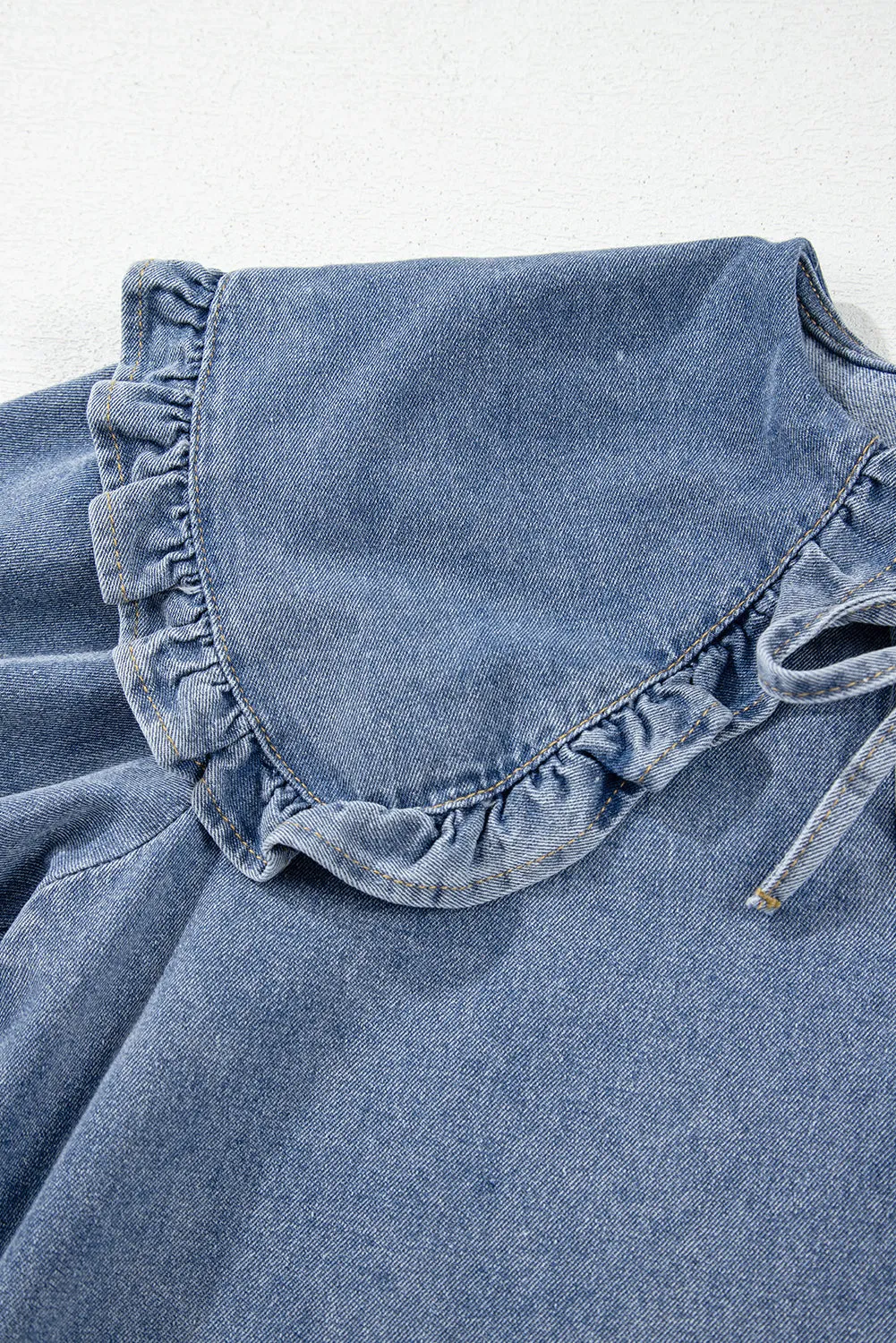 Mini-robe en jean bleu crépuscule avec poches latérales *