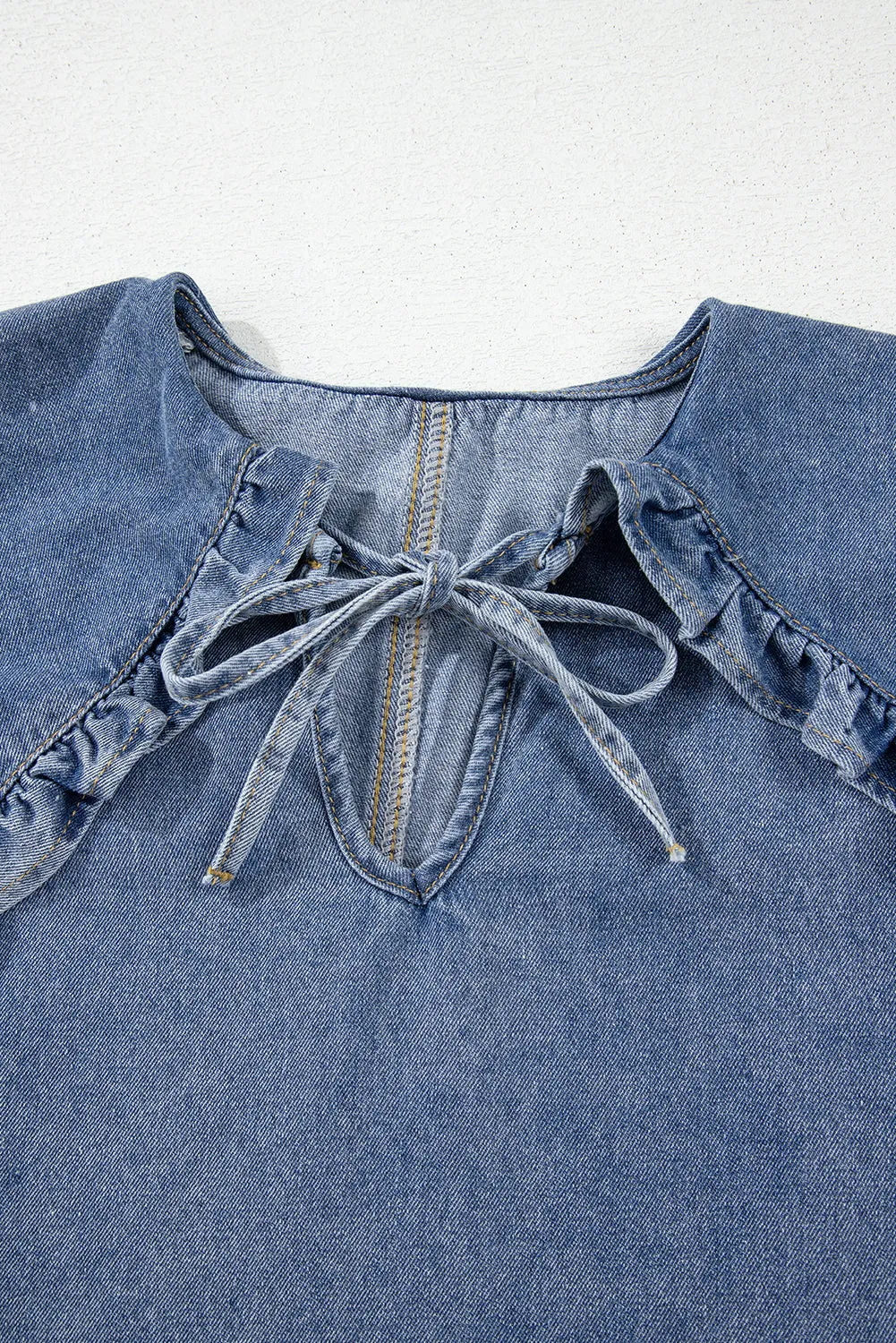 Mini-robe en jean bleu crépuscule avec poches latérales *