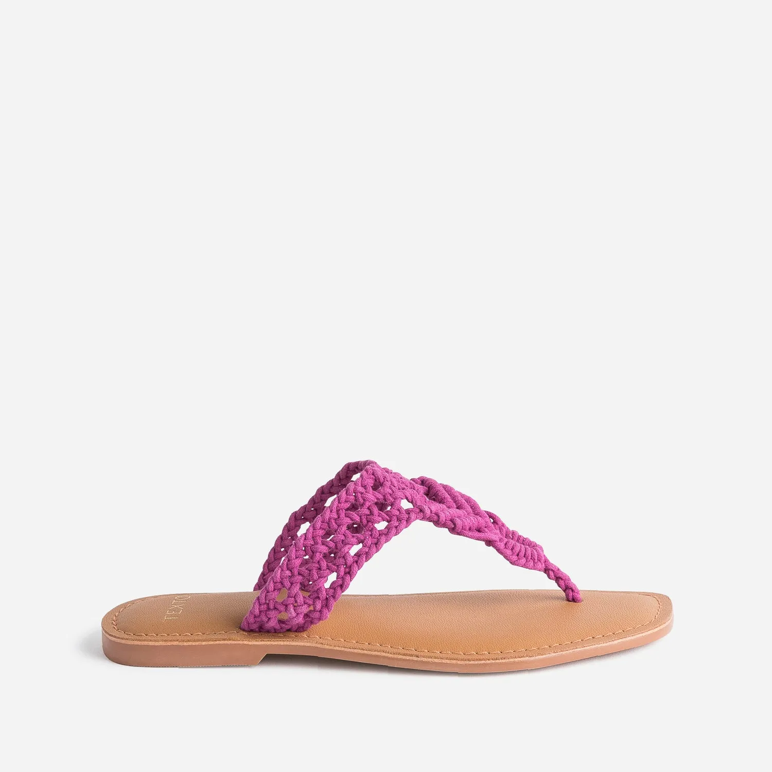 Mule-tong TEXTO rose en macramé - Mules / Tongs Femme | ERAM