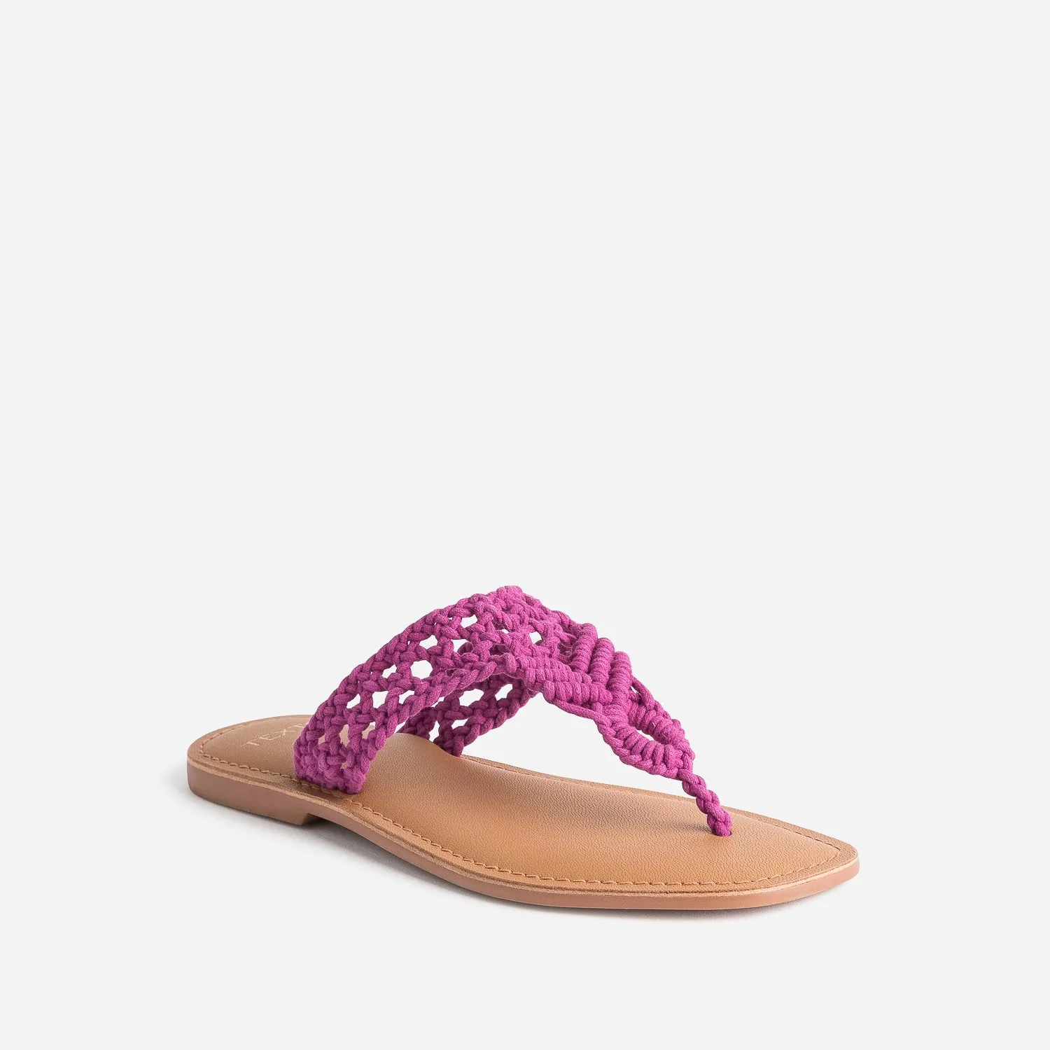 Mule-tong TEXTO rose en macramé - Mules / Tongs Femme | ERAM