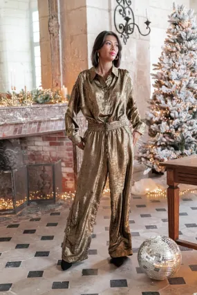 pantalon doré taille elastique