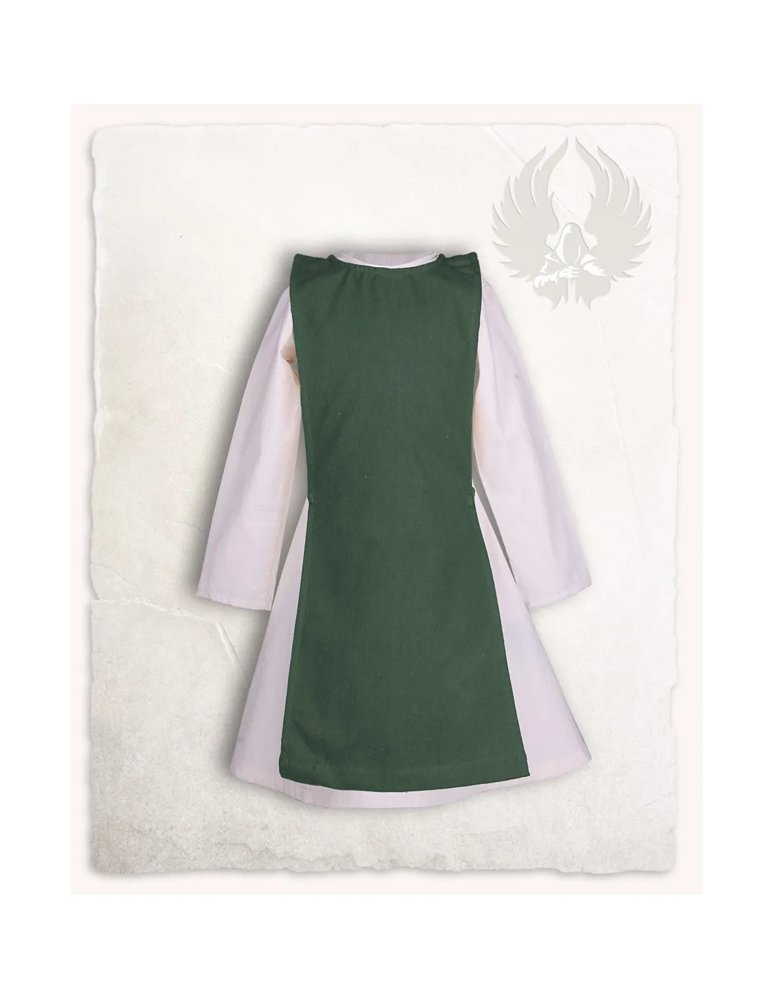 Tablier médiéval fille modèle Lisbeth, couleur verte ⚔️ Boutique Épées