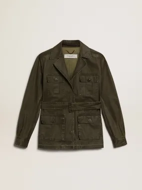 Veste saharienne homme en toile vert militaire | Golden Goose